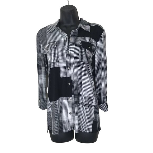 Karl Lagerfeld Stunning Black & White Button Down Shirt Size S - Picture 1 of 7